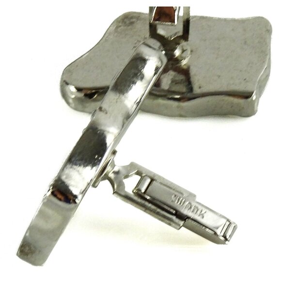 Swank 1950s Vintage Cufflinks Street Scene Black Large Drunkard Lamp Cuff Links - Picture 3 of 3